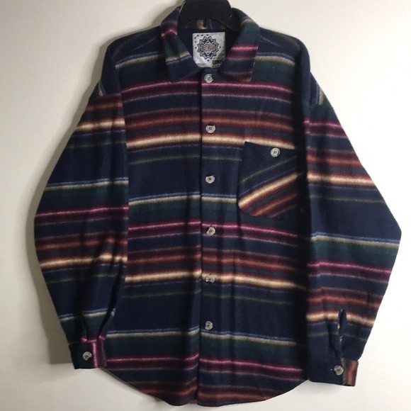 Other - Vintage Hey man ultimate solar powered fleece Aztec stripe button up coat unisex